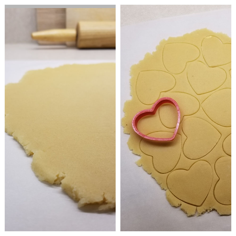 Valentine's Day Low Carb Cut Out Cookies Dough Rolled and Cut